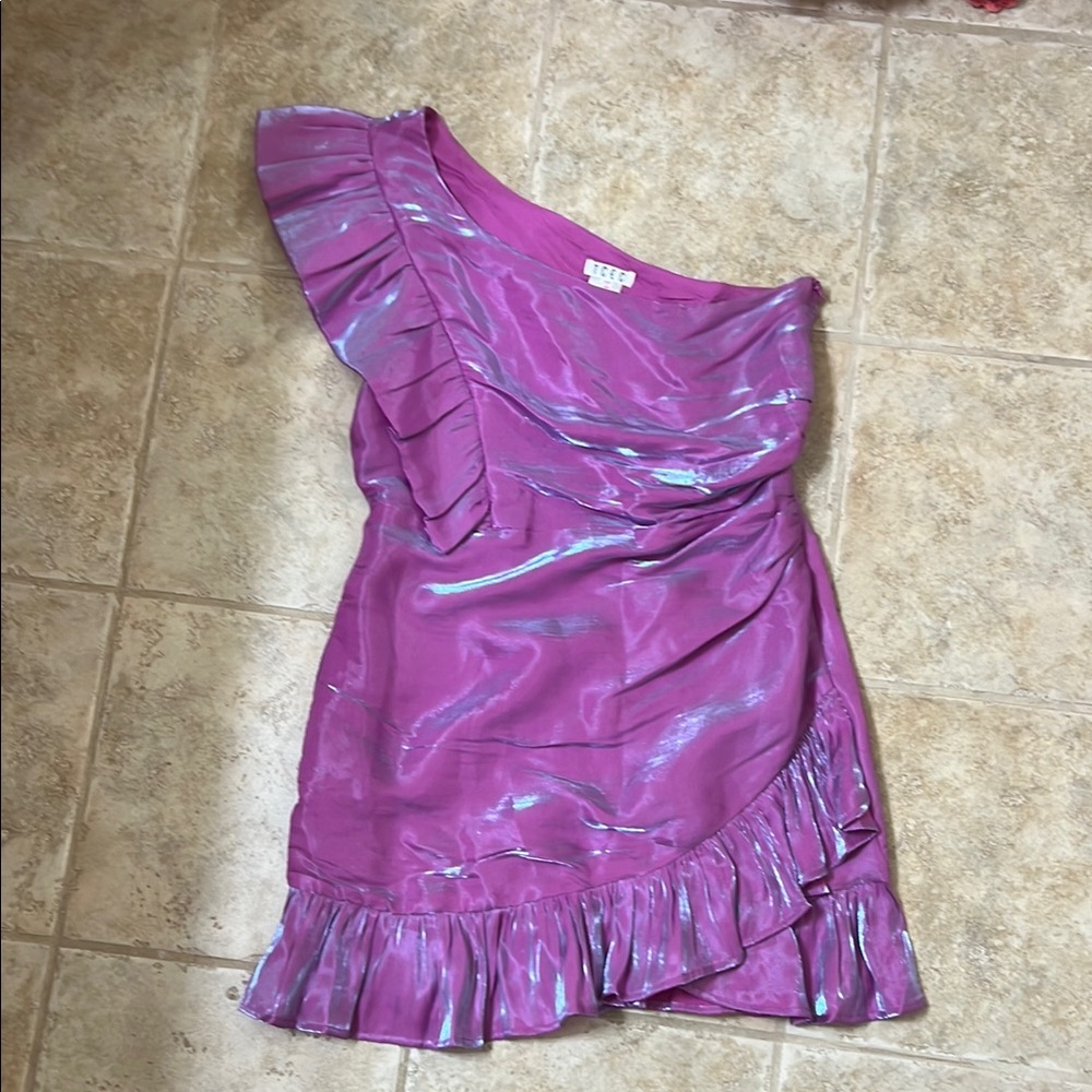 Purple One-Shoulder Ruffle Dress - Never Worn!
